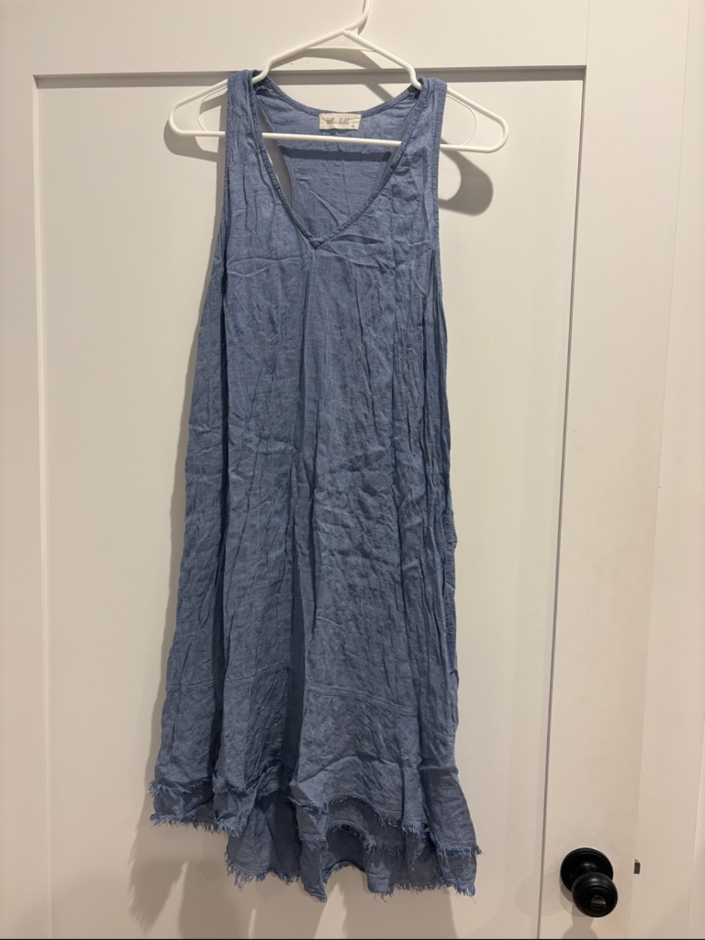 Bella Dahl Dusty Blue Sleeveless V-Neck Midi Dress